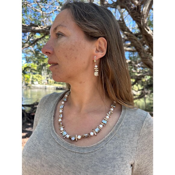 22 Mixed Baroque Pearl Necklace Bracelet Earrings Set Gold Plated - Picture 2 of 16